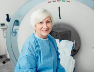 Senior patient at a computer tomography exam